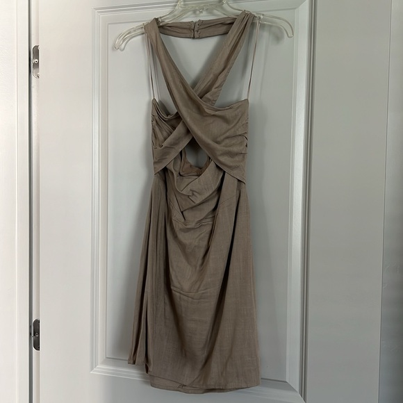 EUC BEAUTIFUL beige taupe almond mini short dress halter top from Bohme - Picture 3 of 6